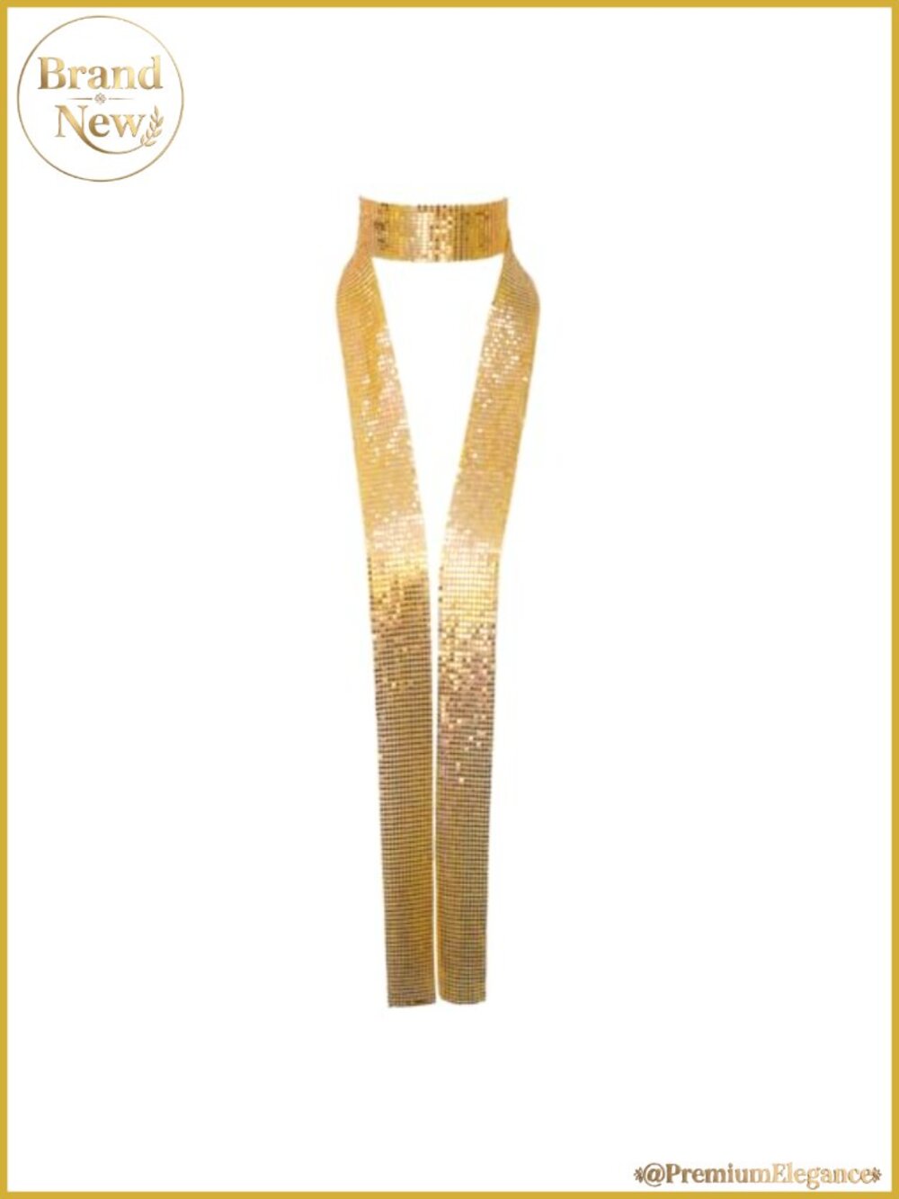 Metal Sequin Skinny Scarf Necktie for Women Long Sparkly Glitter Party Prom